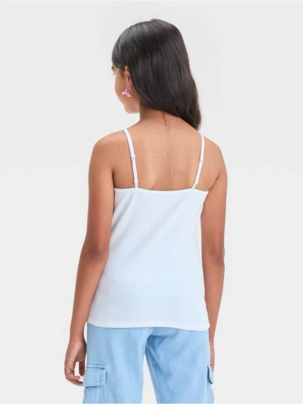 Cat & Jack Girls Small (6/7) Cami Tank Top Undershirt Layering Cotton White NWOT
